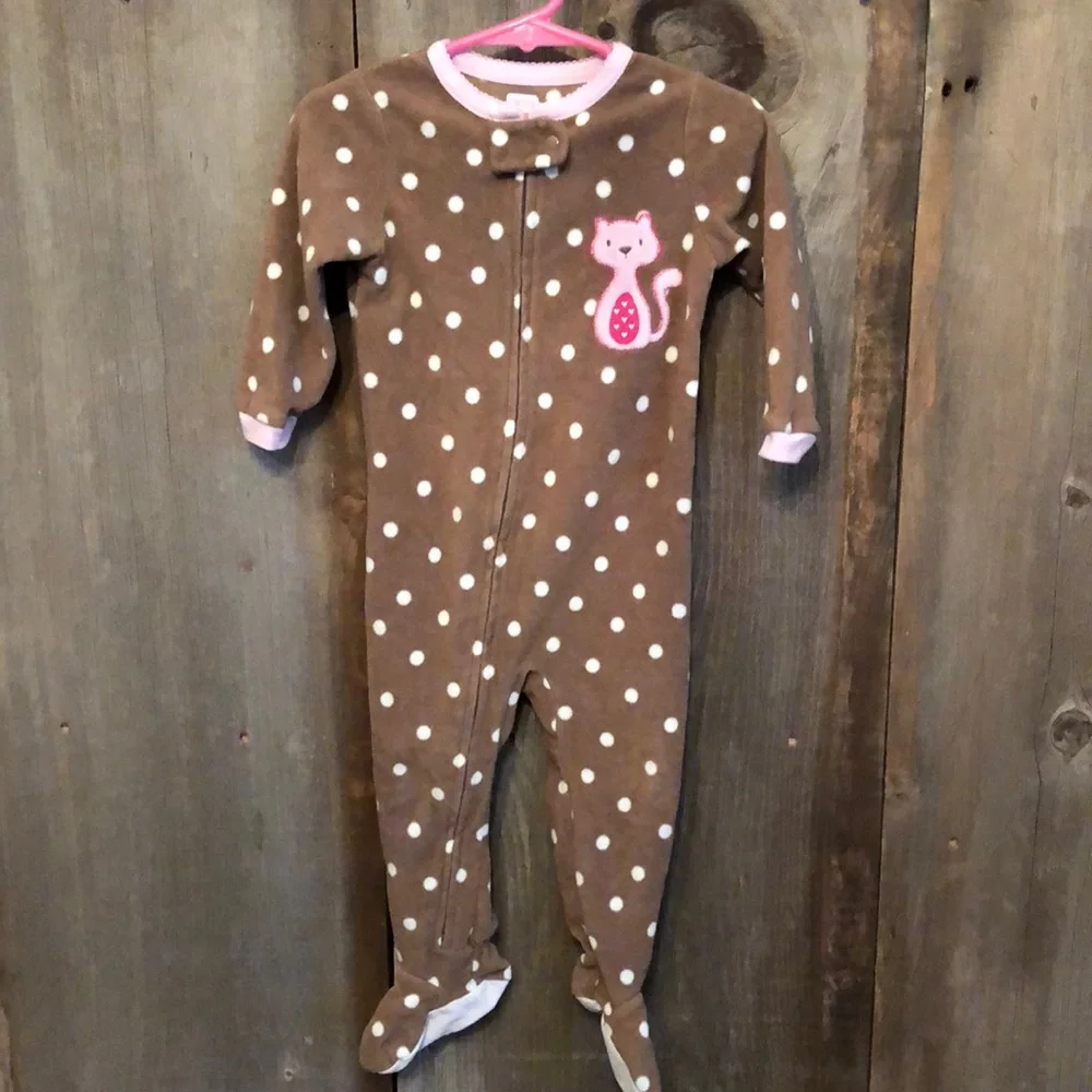 Carter’s Brown Zip-Up Fleece Sleep and Play Footed Pajamas Size 18 months